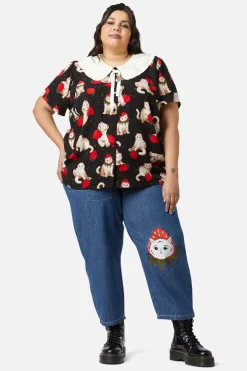 Curve Kitty Kisses Collar Blouse