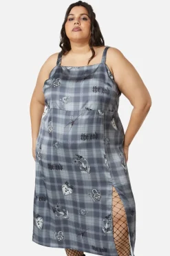 Curve Love Her Printed Satin Split Dress