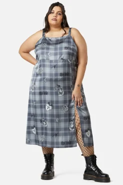 Curve Love Her Printed Satin Split Dress