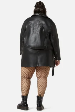 Curve Ornate Metal Pu Jacket