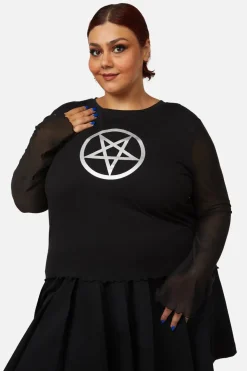 Curve Pentagram Contrast Mesh Top