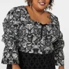 Curve Romantic Skull Print Blouse