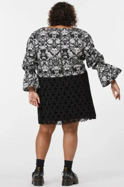 Curve Romantic Skull Print Blouse