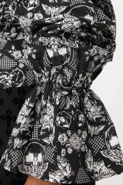 Curve Romantic Skull Print Blouse