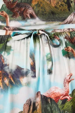 Curve Triassic Scene Printed Dress