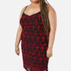 Curve Vowed Flocked Mesh Dress