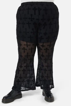 Curve Vowed Flocked Mesh Pant