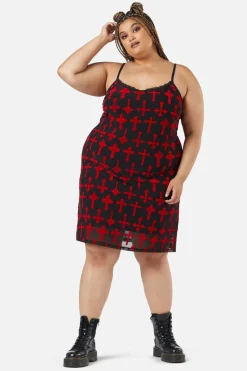 Curve Vowed Flocked Mesh Dress