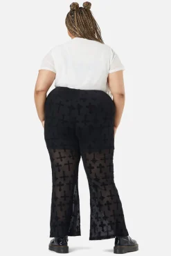 Curve Vowed Flocked Mesh Pant