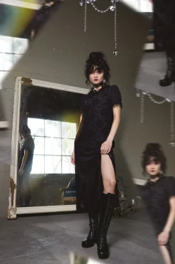 Decaying Days Flocked Mesh Dress