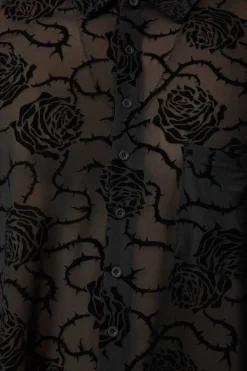 Decaying Days Flocked Mesh Long Sleeve Shirt