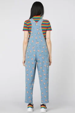 Denim Peach Long Overall