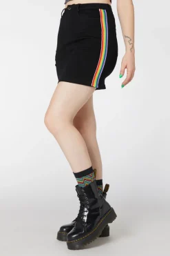 Denim Rainbow Mini Skirt
