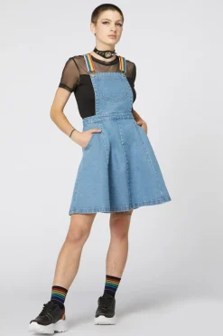 Denim Rainbow Strap Pinny