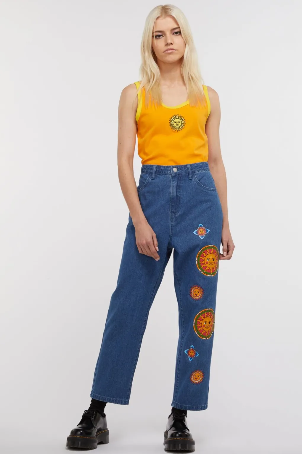 Denim Sun Print Jean