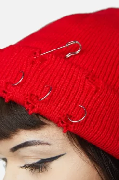 Distressed U0026 Pierced Beanie