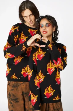 Flamed Heart Unisex Knit
