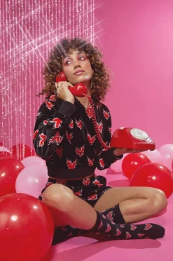 Flamin Hearts Velour Hoodie