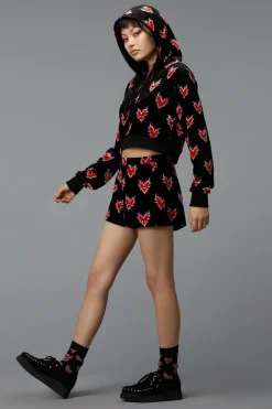 Flamin Hearts Velour Hoodie