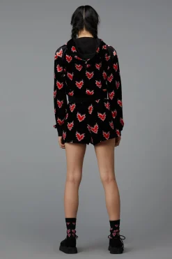 Flamin Hearts Velour Hoodie