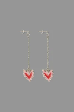 Flaming Heart Drop Earrings