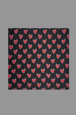 Flaming Hearts Satin Scarf