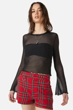 Flared Sleeve Mesh Top