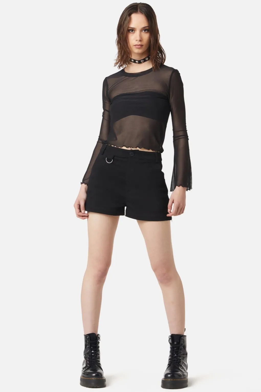 Flared Sleeve Mesh Top