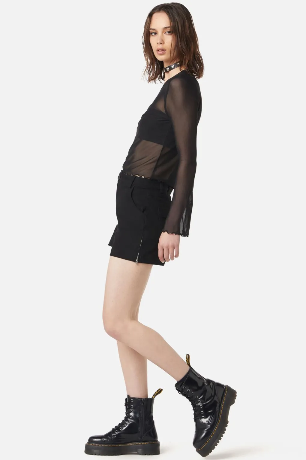 Flared Sleeve Mesh Top