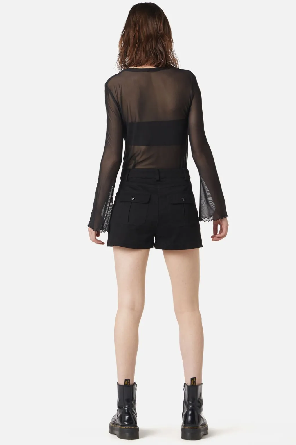 Flared Sleeve Mesh Top