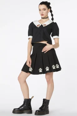 Flock Paw Print Pleat Skirt