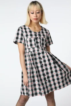 Gingham Peach Smock Dress
