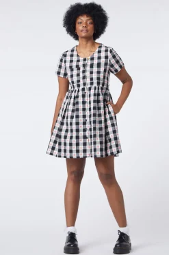 Gingham Peach Smock Dress