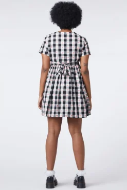 Gingham Peach Smock Dress