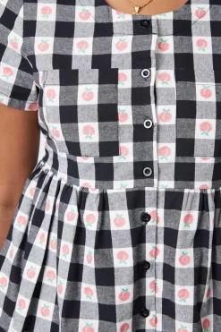 Gingham Peach Smock Dress