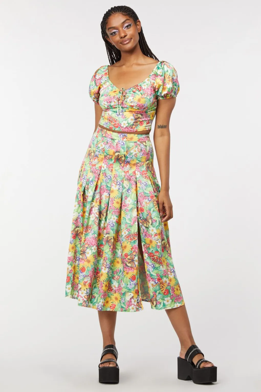 Glade Satin Midi Skirt