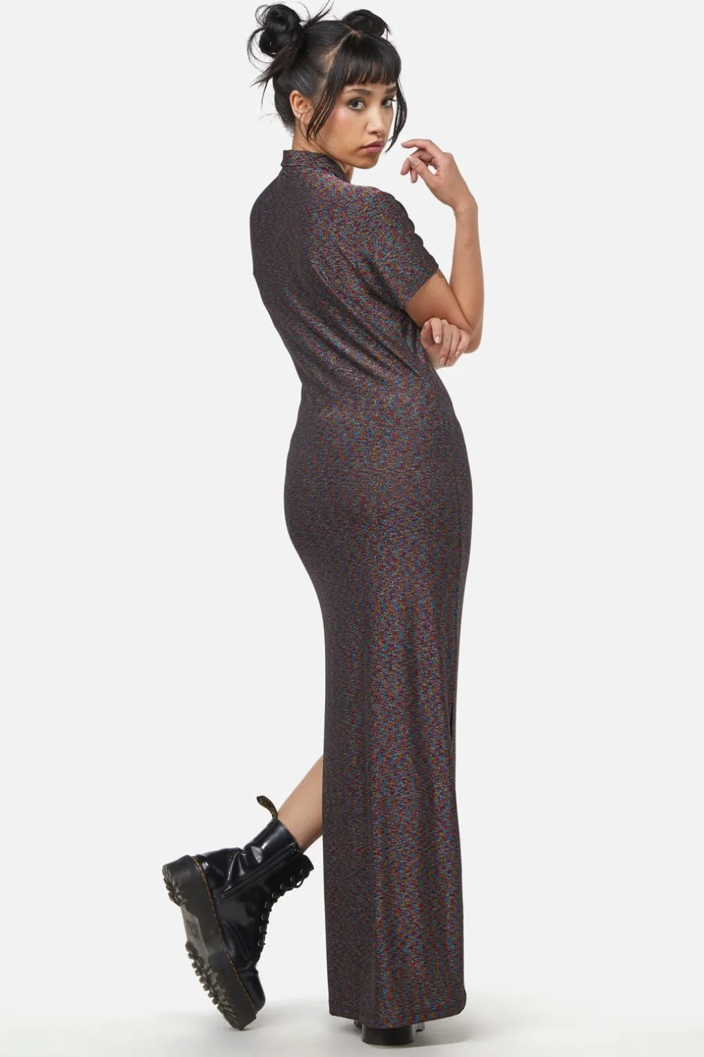 Glitter Mesh Midi Dress