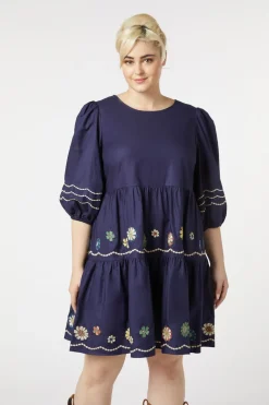 Golden Blooms Embroidered Dress