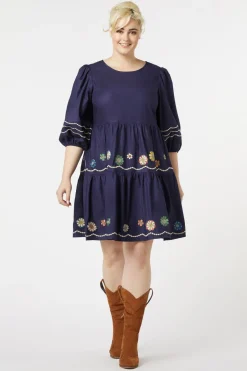 Golden Blooms Embroidered Dress