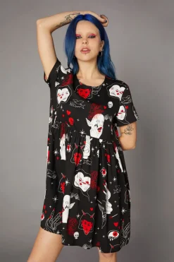 Gothic Print Baby Doll Dress