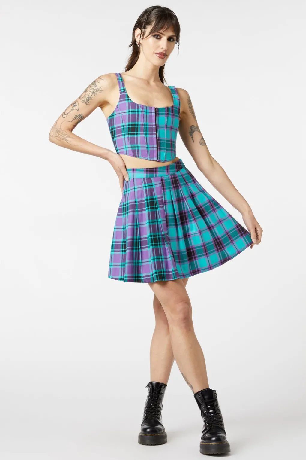 Grinning Tartan Pleated Skirt