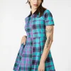 Grinning Tartan Zipper Dress