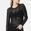 Hail Lilith Flocked Mesh Top