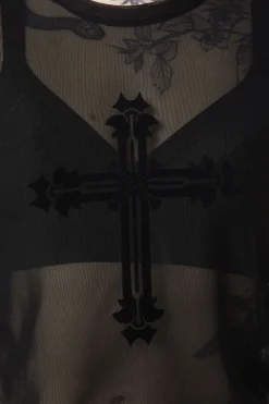 Hail Lilith Flocked Mesh Top