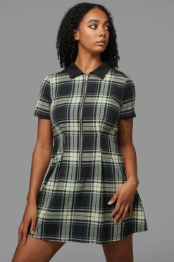 Haunted Bloom Tartan Skater Dress