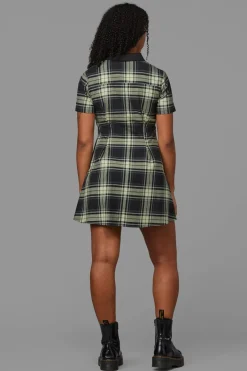 Haunted Bloom Tartan Skater Dress