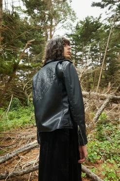 Heart Embossed Pu Jacket