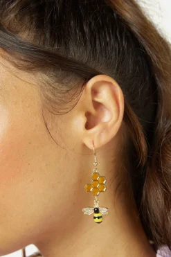Honeycomb Bee Earrings