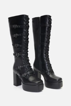 Knee Heart Buckle Boot