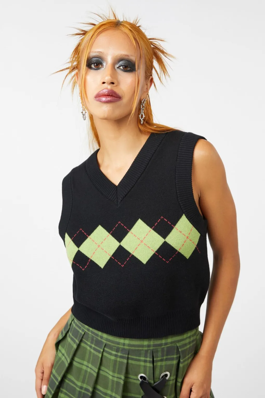 Large Argyle Knit Vest